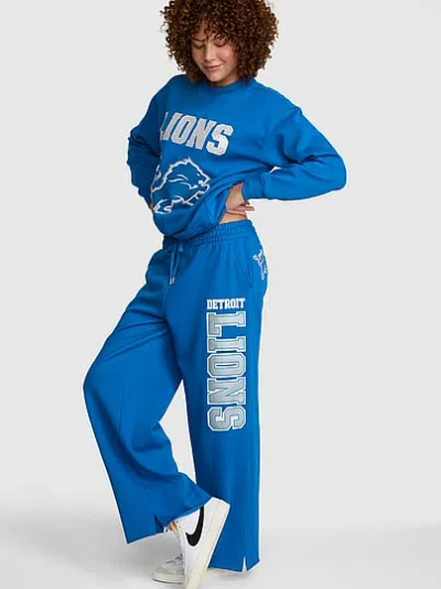 Pink Nfl Collection Campus Fleece™ Bling Wide-leg Sweatpants In Blue