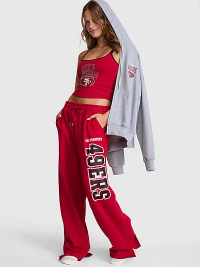 Pink Nfl Collection Campus Fleece™ Bling Wide-leg Sweatpants In Red