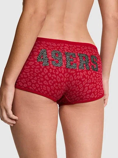 Pink Nfl Collection Cotton Dorm Bling Boyshort In Red