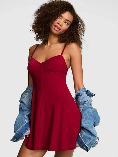 Pink Night-out Stretchy Knit Corset Dress In White