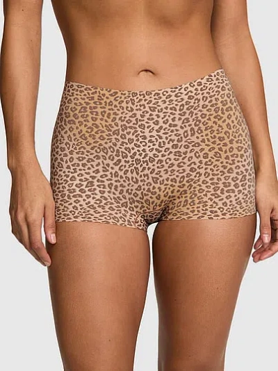 Pink No-show Mid-rise Boyshort Panty In Animal Print