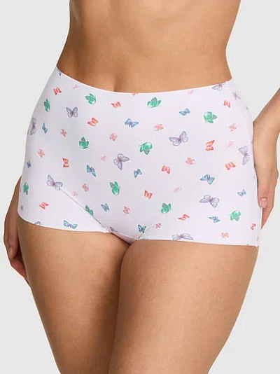 Pink No-show Mid-rise Boyshort Panty In White