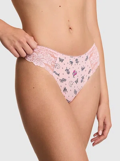 Pink No-show Thong Panty In