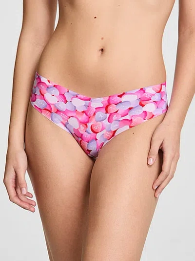 Pink No-show Thong Panty In Animal Print