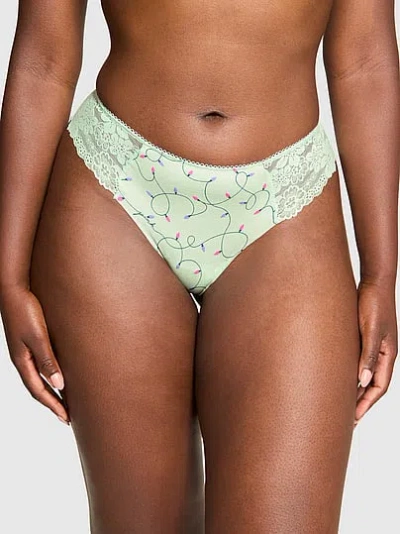 Pink No-show Thong Panty In Green