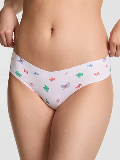 Pink No-show Thong Panty In White