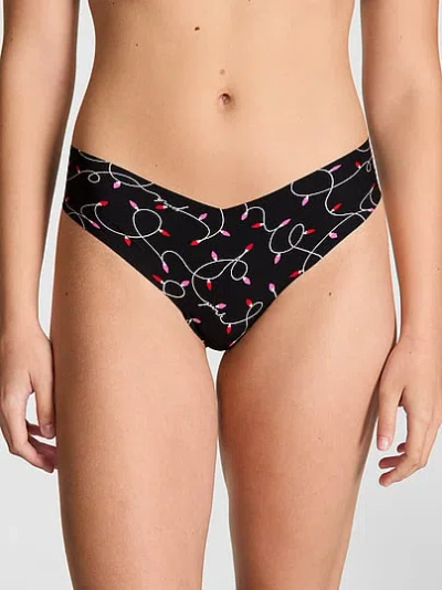 Pink No-show Thong Panty In Black