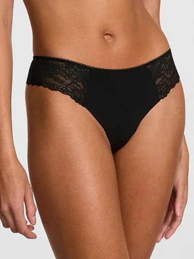 Pink No-show Thong Panty In Black