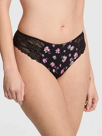 Pink No-show Thong Panty In Black