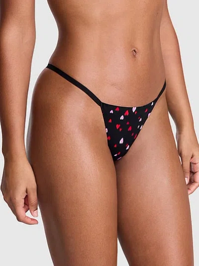 Pink No-show V-string Panty In Black