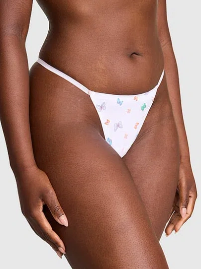 Pink No-show V-string Panty In White