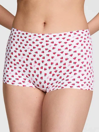 Pink No-show Boyshort Panty In White