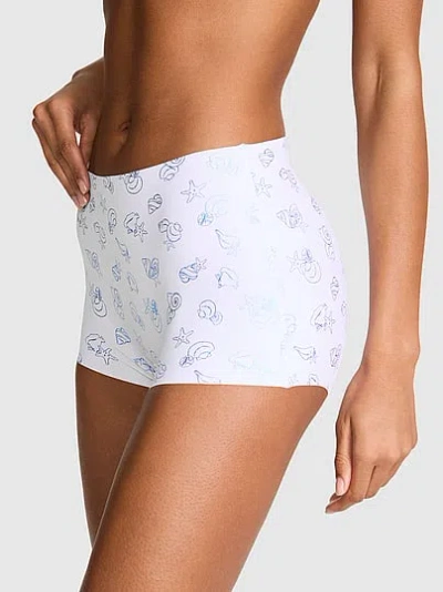 Pink No-show Boyshort Panty In White