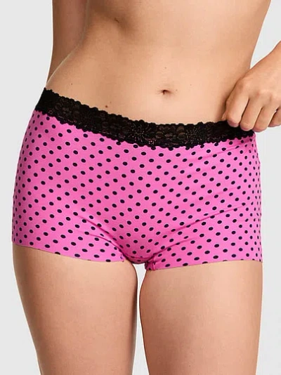 Pink No-show Cotton Boyshort Panty In Animal Print