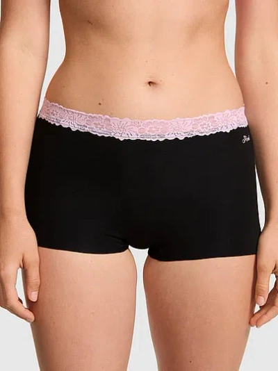 Pink No-show Cotton Boyshort Panty In Black