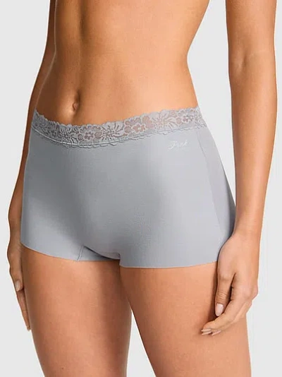 Pink No-show Cotton Boyshort Panty In Gray