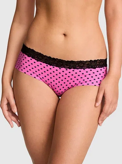 Pink No-show Cotton Cheeky Panty In Animal Print