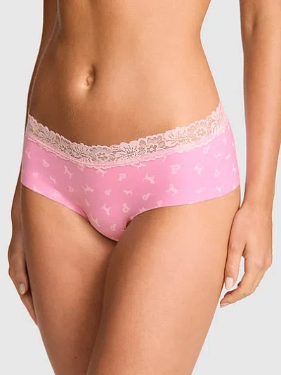 Pink No-show Cotton Cheeky Panty In Animal Print