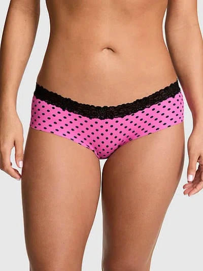 Pink No-show Cotton Hiphugger Panty In Animal Print