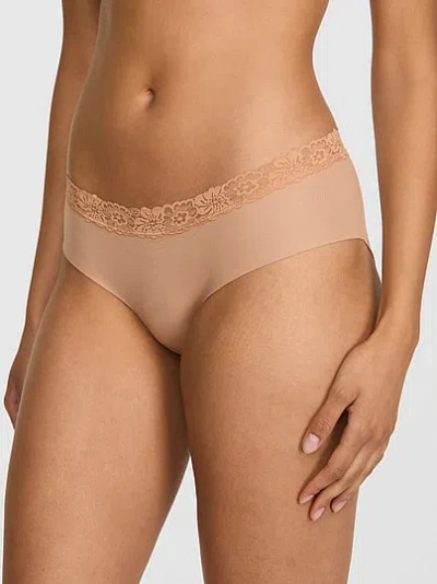 Pink No-show Cotton Hiphugger Panty In Sand