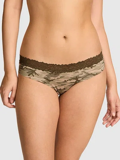 Pink No-show Cotton Thong Panty In Animal Print
