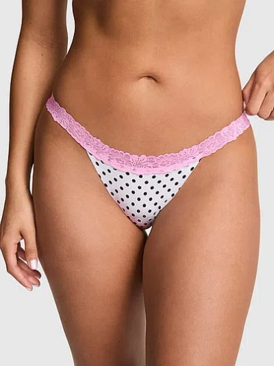 Pink No-show Cotton V-string Panty In Animal Print