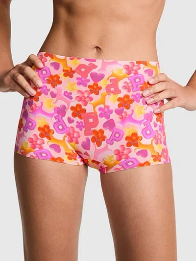 Pink No-show Mid-rise Boyshort Panty In Multi