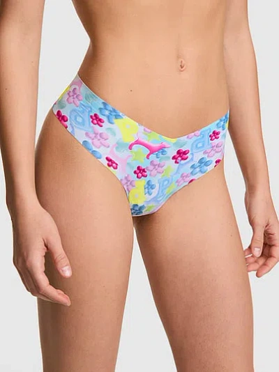 Pink No-show Thong Panty In Animal Print