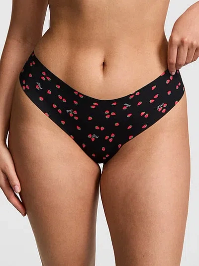 Pink No-show Thong Panty In Black
