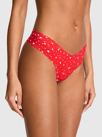 Pink No-show Thong Panty In Red