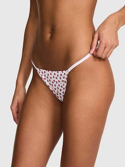 Pink No-show V-string Panty In White