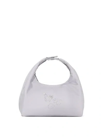 Pink Nylon Snap Makeup Bag In Purple