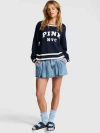 Pink Oversized Crew Sweater In Blue