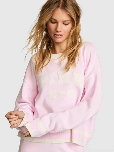 Pink Oversized Crew Sweater In