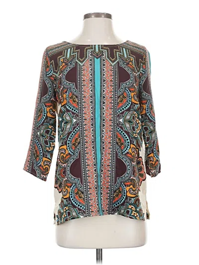 Pre-owned Pink Owl 3/4 Sleeve Blouse In Blue
