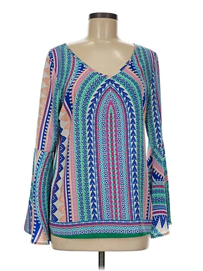 Pre-owned Pink Owl Long Sleeve Blouse In Blue
