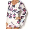 Pink Owl Tulip Long Sleeve Romper In White
