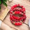 Pink Panache Beaded Bracelet Stack In Red In Red