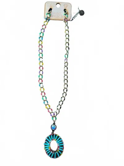 Pink Panache Beaded Pendant Necklace In Multicolor In Blue