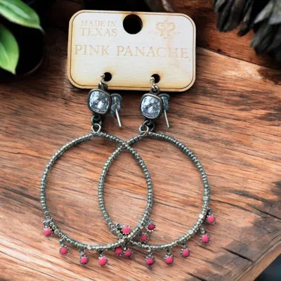 Pink Panache Charmed Hoops In Gold & Pink In Silver