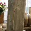 Pink Panache Fringed Chain Crystal Necklace In Pink In Gold