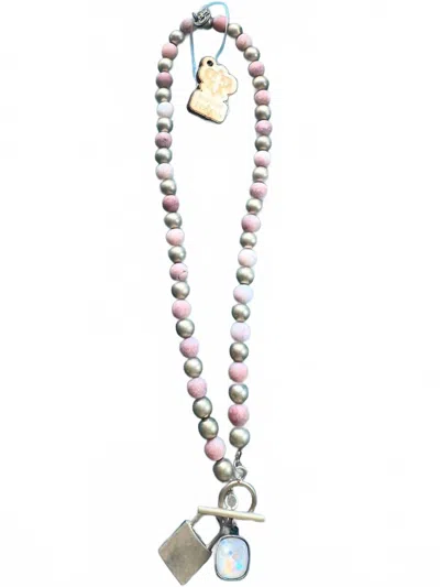 Pink Panache Gold Lock Necklace In Pink In Metallic