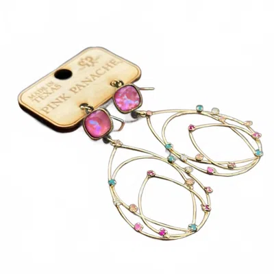 Pink Panache Gold Rhinestone Teardrop Earrings In Pink In Multi