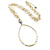 Pink Panache Hammered Open Teardrop Necklace In Gold In Gold