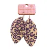 Pink Panache Leopard Feather Glitter Earrings In Black/brown In Brown