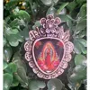 Pink Panache Our Lady Of Guadalupe Adjustable Ring In Silver In Metallic