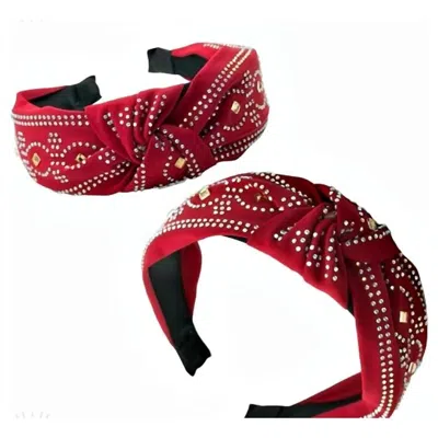 Pink Panache Rhinestone Rodeo Knot Headband In Red