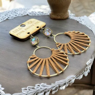 Pink Panache Suede Leather Dangle Earrings In Brown