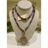 Pink Panache The Santa Fe Sparkle Teardrop Beaded Necklace In Black Multi In Multi