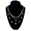 Pink Panache Women's 3 Layered Necklace In Black/pearl In Multi